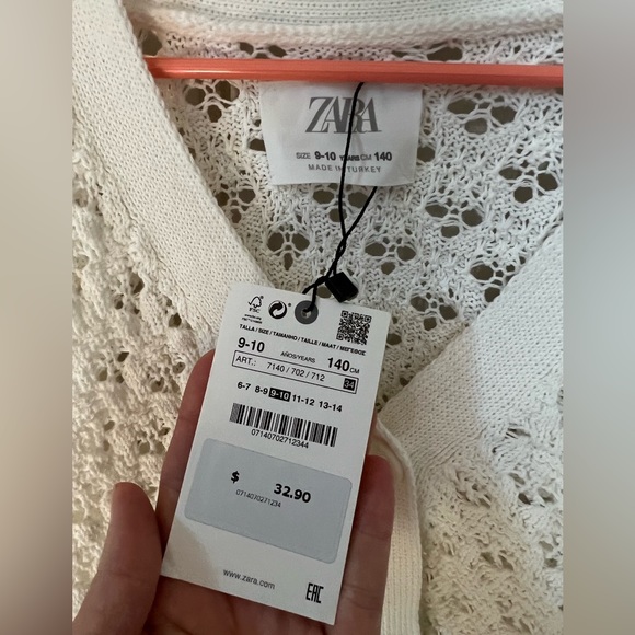 NWT Girls Zara Cardigan Boho Bell Sleeve size 9-10 - Picture 2 of 4